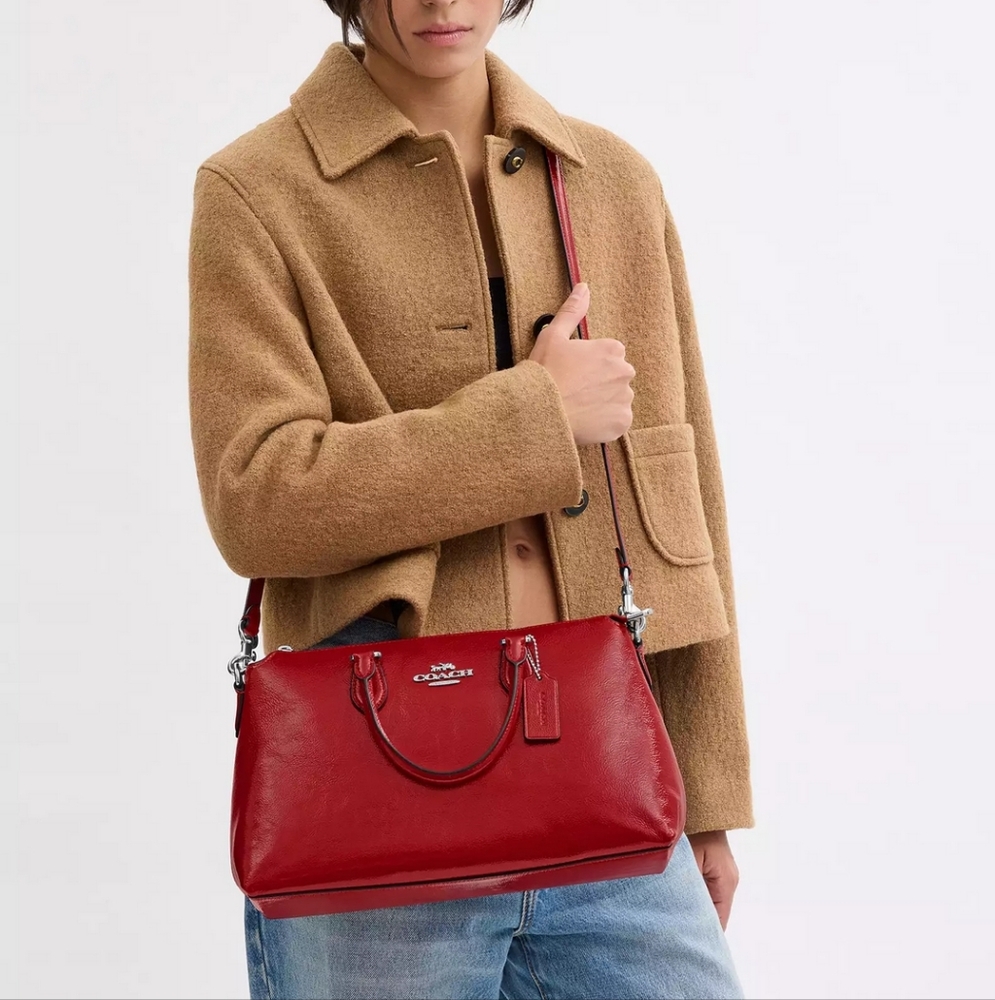 New! 🎄 2024, Georgia Satchel Bag in Silver/Red ♥️ - Picture 4 of 5